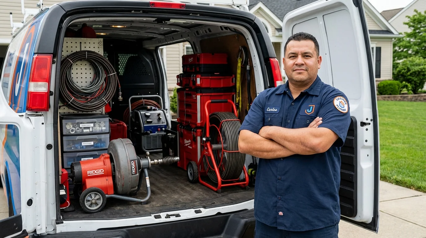 Professional drain cleaning equipment and Johns Plumbing LLC plumber in Carolina