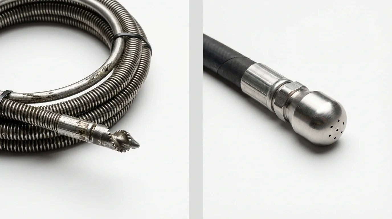 Drain snake cable and hydro jetting nozzle used for drain cleaning in Carolina, PR