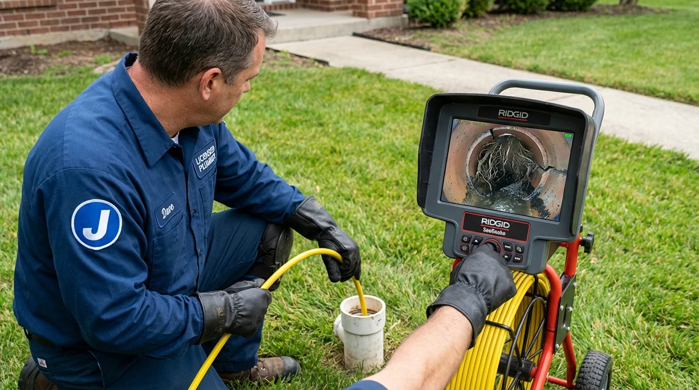 Sewer camera inspection being performed by Johns Plumbing LLC in Carolina