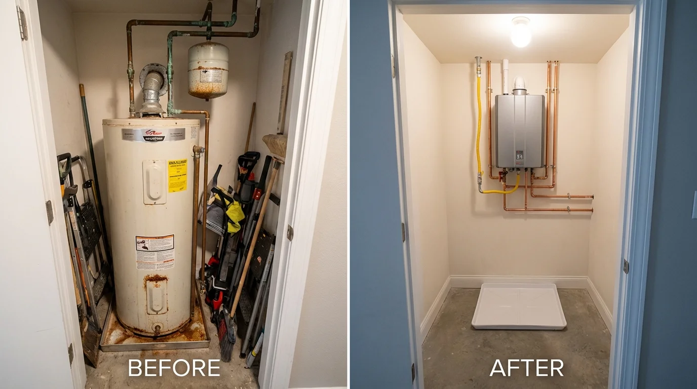 Tank water heater versus wall-mounted tankless unit comparison for Carolina, PR homeowners