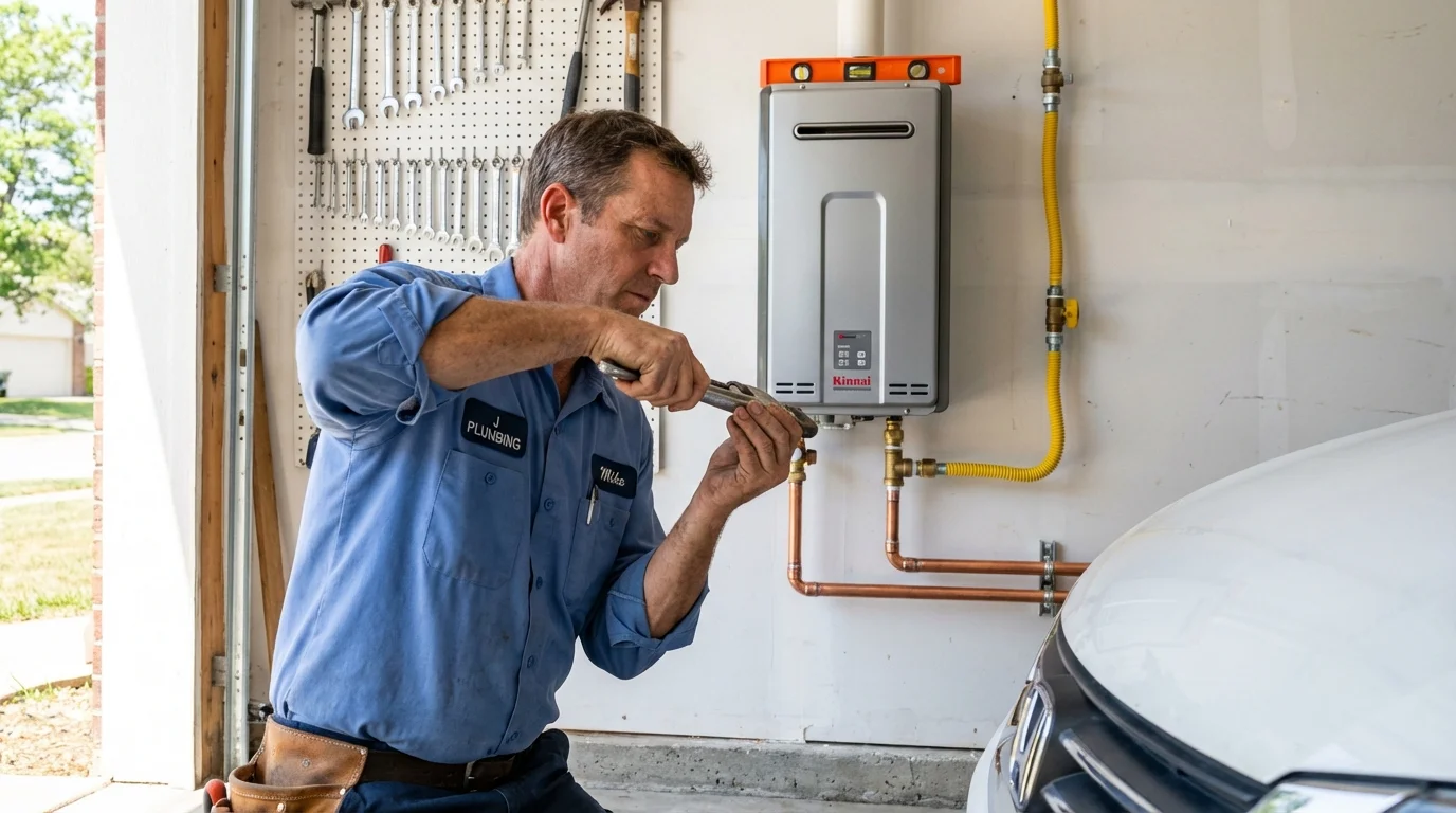 Tankless water heater installation by a Johns Plumbing LLC plumber in Carolina